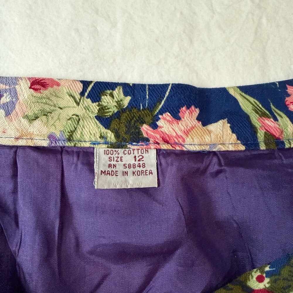 VINTAGE Cotton Jacquard Floral Midi Skirt Cottage‎ Floral 12 M - Picture 5 of 12